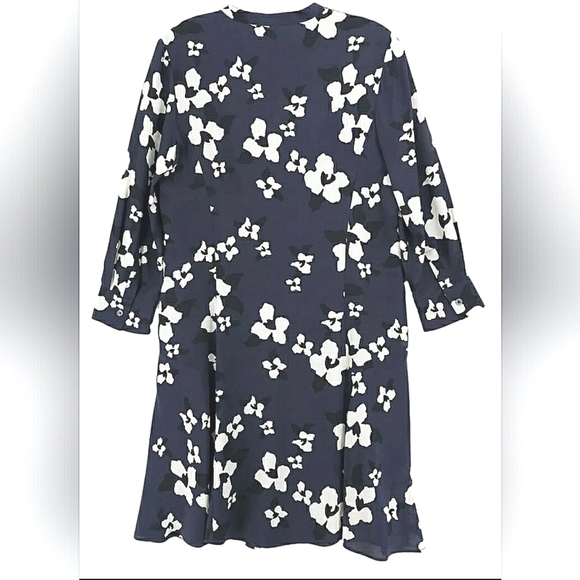 Theory Boho Silk Floral Midi Size 0 Navy Blue & White Classic - Picture 1 of 6